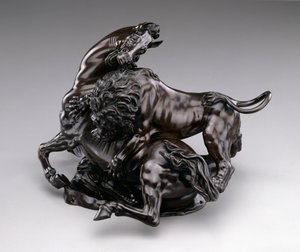 Oroszlán támadó ló. c.1580/90 alkotó: Antonio Susini