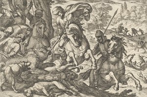 Medvevadászat, a „Vadászati jelenetek VI”-ból, 1609. alkotó: Antonio Tempesta
