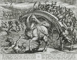 Civilist leszállásra és a folyó átúszására kényszerítik alkotó: Antonio Tempesta