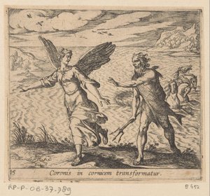 A korona een kraaivá változott A korona párkányzattá alakul (cím a tárgyon) Metamorfózis vagy átalakulások (sorozat címe) Metamorfosen van Ovidius (sorozat címe) alkotó: Antonio Tempesta