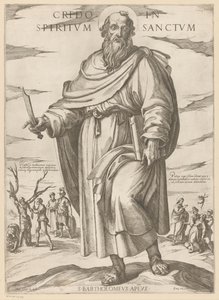 Szent Bertalanról Hiszek a Szentlélekben (cím a tárgyon) Krisztus, Mária en de apostle (sorozat címe) alkotó: Antonio Tempesta
