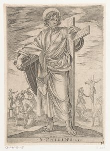 Szent Fülöp S. Philippe (cím a tárgyon) Krisztus, Mária és az apostolok (sorozat címe) alkotó: Antonio Tempesta