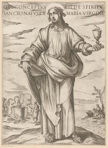Szent Jánosé Aki a Szentlélektől fogantatott, Szűz Máriától született (cím a tárgyon) Krisztus, Mária en de apostle (sorozat címe) alkotó: Antonio Tempesta
