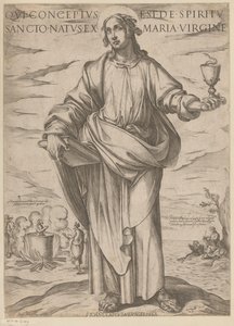 Szent Jánosé Aki a Szentlélektől fogantatott, Szűz Máriától született (cím a tárgyon) Krisztus, Mária en de apostle (sorozat címe) alkotó: Antonio Tempesta