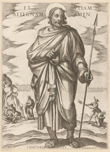 Szent Mátyásról És az örök élet ámen (cím a tárgyon) Krisztus, Mária en de apostle (sorozat címe) alkotó: Antonio Tempesta