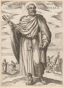 Szent Péteré Hiszek Istenben, a menny és föld mindenható teremtőjében (cím a tárgyon) Krisztus, Mária en de apostle (sorozat címe) alkotó: Antonio Tempesta