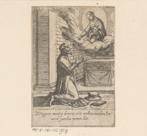De heilige Philippus plaast zich onder de hoede van Maagd Maria Het Leven van Philippus Benitius (sorozat címe) B. Philippi Benicius Florent élete. rend. B. Szűz Mária szolgája (sorozat címe) alkotó: Antonio Tempesta