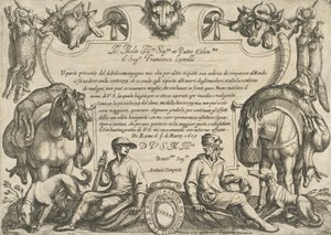 Elülső rész vadászokkal, kutyákkal és lovakkal, a „Vadászati jelenetek VI”-ból, 1609. alkotó: Antonio Tempesta