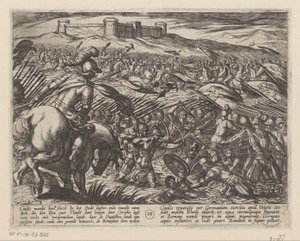 Julius Civilis töltésekkel árasztja el az országot Bataviai háborúk a rómaiak ellen (sorozat címe) Batavorum cum Romanis Bellum (sorozat címe) alkotó: Antonio Tempesta