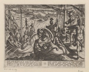Holland és római hajók a Rajnán Bataviai háborúk a rómaiak ellen (sorozat címe) Batavorum cum Romanis Bellum (sorozat címe) alkotó: Antonio Tempesta