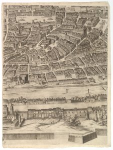 Róma városának terve: 9. lap a Piazza Navona, a Campo di Fiore és a Sant...-val, 1645. alkotó: Antonio Tempesta