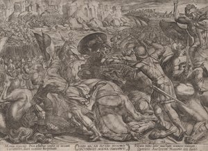 10. tábla: Jerikó bukása, „Az Ószövetség csatái” c. 1..., kb. 1590-kb. 1610. alkotó: Antonio Tempesta