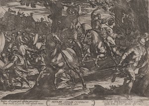 19. tábla: Jacob Killing Absalom, az Ószövetség csatáiból, kb. 1..., kb. 1590-kb. 1610. alkotó: Antonio Tempesta
