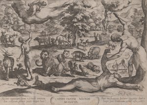 1. tábla: Cain Killing Abel, az Ószövetség csatáiból, kb. 1590..., kb. 1590-kb. 1610. alkotó: Antonio Tempesta