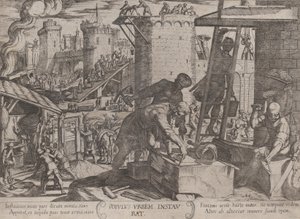 24. tábla: Az izraeliták újjáépítik Jeruzsálem falait, a 