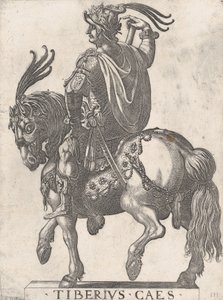 3. tábla: Tiberius császár lóháton, „Az első tizenkét római császár” című művéből, 1596. alkotó: Antonio Tempesta