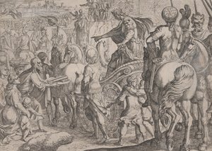 9. tábla: Sándor diadalmas belépése Babilonba, Nagy Sándor tetteiből, ..., 1608. alkotó: Antonio Tempesta