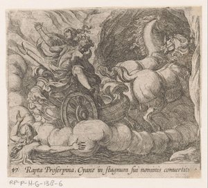 A Plútó felfalja a Cyane nimfától sínylődő Proserpinát Proserpina által elrabolt Cyane saját medencéjévé válik (cím a tárgyon) Metamorfózis vagy átalakulások (sorozat címe) Metamorfosen van Ovidius (sorozat címe) alkotó: Antonio Tempesta