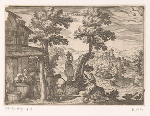 Szeptember: Borkészítés (Mérleg) Szeptember (cím az objektumon) A tizenkét hónap (2. rész) (sorozat címe) alkotó: Antonio Tempesta