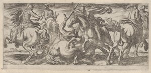 Hat lovas harcban, az I. csatajelenetből, kb. 1590-1630. alkotó: Antonio Tempesta