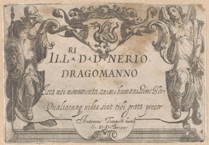 Címnyomat, dedikált kartonozással, mellette Minerva és Faam Vadászjelenetek (1. rész) (sorozat címe) alkotó: Antonio Tempesta