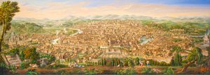 Panorámás kilátás Rómára a Janiculum-hegyről alkotó: Antonio Testa