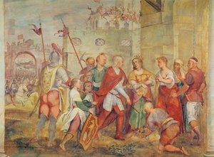 Jacopo Barbarigo 1426-ban kiszabadította Margit magyar királynőt a törökök alól (falfestmény)