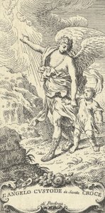 Egy angyal egy fiatal fiút vezet, és a felhők felé mutat, kb. 1708-82.