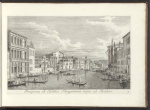 Gezicht op het Canal Grande és Palazzo Flangini te Venetië Kilátás a Flanginos házairól Bembosra (cím az objektumon) Velence városának leghíresebb képe az Antonius-csatorna 38 táblájáról, Antonio Vissentini által sárgarézre nyomtatva, három részletben alkotó: Antonio Visentini