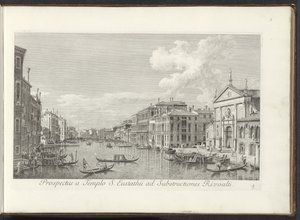 Gezicht op het Canal Grande en de kerk de San Stae te Venetië Kilátás a Szent Eustathius-templomból Rivoalti alépítményeire (cím az objektumon) Velence városának leghíresebb kilátásai az Antonius-csatorna 38. tábláiról, Antonio Vissentini sárgaréz nyomtatá