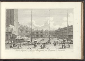 Gezicht op het San Marcoplein te Venetië A Szent Márk Prospektus nagyobb területe a Szent Jeminiani-templomhoz (cím a tárgyon) Gezichten op bugemenen en pleinen in Venetië (sorozat címe) Velence városának híresebb kilátásai, az Antonius-csatorna felől, 38 