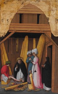 Szent Péter vértanú egy fiatal férfi lábát gyógyítja, kb. 1450.
