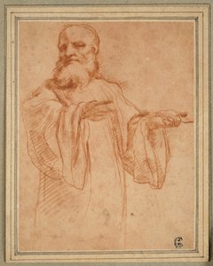 Szent Benedek balra mutat: Tanulmány a Szűz Mária megkoronázására alkotó: Antonio da Correggio