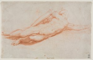 Egy elesett katona tanulmányozása, esetleg Saul megtérése..., c. 1525. alkotó: Antonio da Correggio
