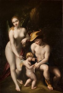 Vénusz Merkúrral és Ámorral, A szerelem iskolája, Antonio da Correggio, kiállítva a chenonceau-i kastélyban. alkotó: Antonio da Correggio
