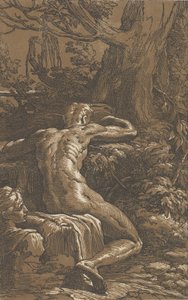 Narcissus mögül nézve ülő férfi, kb. 1527-30. alkotó: Antonio da Trento