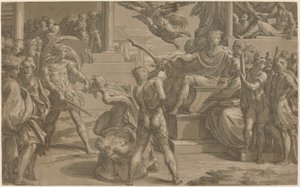 Szent Péter és Pál mártíromsága [recto] alkotó: Antonio da Trento after Parmigianino