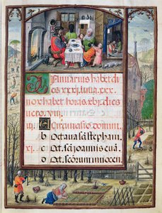 Január hónap, miniatúrák a "Livro de Horas de Dom Manuel" című műből, 1517-38 (tempera, pergamen) alkotó: Antonio de Hollanda