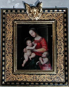Madonna és gyermeke Keresztelő Szent Jánossal (olaj, tábla) alkotó: Antonio del Ceraiolo