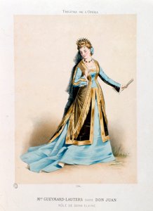 Pauline Lauters-Gueymard (Lauters Gueymard) (1834-1876) énekesnő, aki Dona Elvirét adja elő Wolfgang Amadeus Mozart Don Giovanni (Don Juan) (1756-1791) című operájában a párizsi Operaszínházban. Antony Morlon litográfiája (1834-1914) Magán