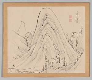 Double Album of Landscape Studies Ikeno Taiga után, 1. kötet 33. levél, 18. század. alkotó: Aoki Shukuya