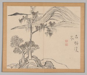 Double Album of Landscape Studies Ikeno Taiga után, 1. kötet 36. levél, 18. század. alkotó: Aoki Shukuya