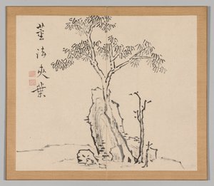 Double Album of Landscape Studies Ikeno Taiga után, 1. kötet, 4. levél, 18. század. alkotó: Aoki Shukuya