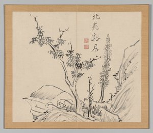 Double Album of Landscape Studies Ikeno Taiga után, 2. kötet 13. levél, 18. század. alkotó: Aoki Shukuya
