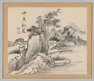 Double Album of Landscape Studies Ikeno Taiga után, 2. kötet, 14. levél, 18. század. alkotó: Aoki Shukuya