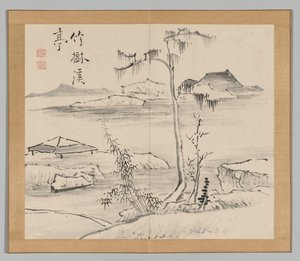 Double Album of Landscape Studies Ikeno Taiga után, 2. kötet, 24. levél, 18. század. alkotó: Aoki Shukuya