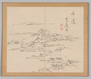 Double Album of Landscape Studies Ikeno Taiga után, 2. kötet, 8. levél, 18. század. alkotó: Aoki Shukuya