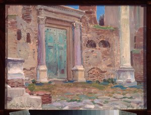 Le temple de Janus a Rome (Olaszország) (Janus temploma Rómában) - Appolinari Mikhaylovich Vasnetsov (1856-1933) munkája, olaj, karton, orosz művészet 19. század - N Jarosenko Művészeti Múzeum, Kislovodsk (Oroszország) alkotó: Apollinari Mikhailovich Vasnetsov