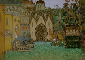 Színpadterv N. Rimszkij-Korszakov: Kitezh láthatatlan város legendája és a Fevronia leány című operájához, 1907 alkotó: Apollinari Mikhailovich Vasnetsov