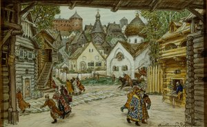 Pjotr Csajkovszkij Az Oprichnik, az őrző című operájának színpadterve, 1911 alkotó: Apollinari Mikhailovich Vasnetsov